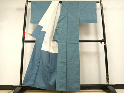 平和屋着物●上質な紬　色無地　浅縹色　松坂屋扱い　正絹　逸品　AABI2038fy
