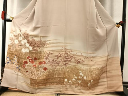 平和屋着物●豪華色留袖　刺繍　手描き　草花文　暈し染め　金糸　金彩　正絹　逸品　AABI2040fy