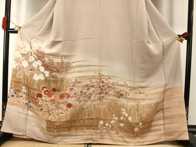 平和屋着物●豪華色留袖　刺繍　手描き　草花文　暈し染め　金糸　金彩　正絹　逸品　AABI2040fy