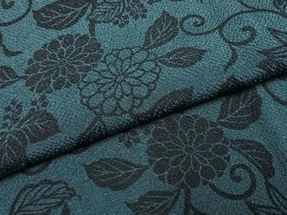 平和屋着物●上質な小紋　藍　型染め　花唐草文　鬼しぼ縮緬　高島屋扱い　正絹　逸品　AABI2041fy