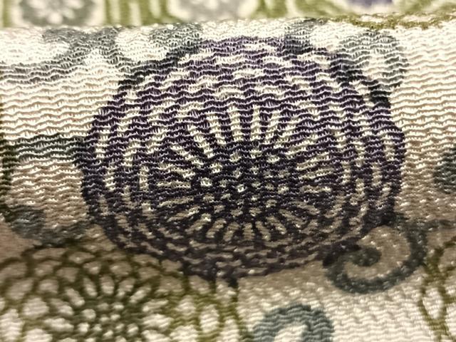 平和屋着物●上質な小紋　型染め　横段花鳥文　鬼しぼ縮緬　正絹　逸品　AABI2042fy