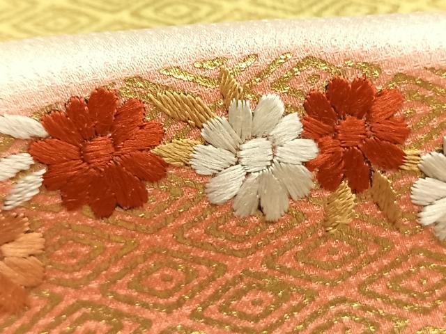 平和屋着物●訪問着　刺繍　草花文　金彩　正絹　逸品　AABI2046fy