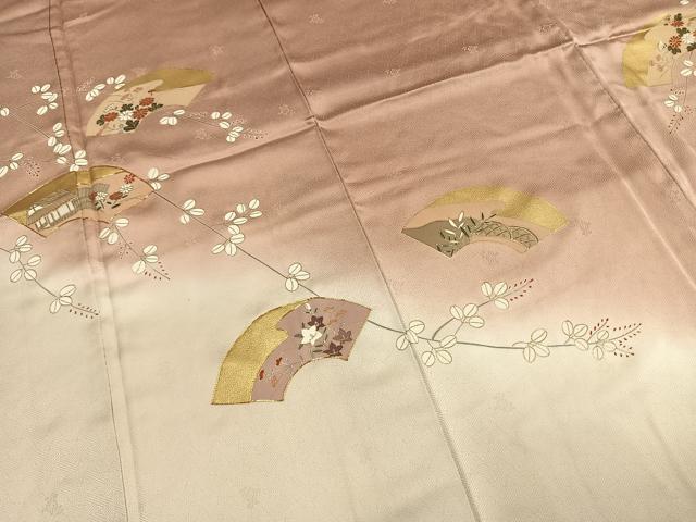 平和屋着物●訪問着　駒刺繍　地紙花文　暈し染め　金彩　正絹　逸品　AABI2048fy
