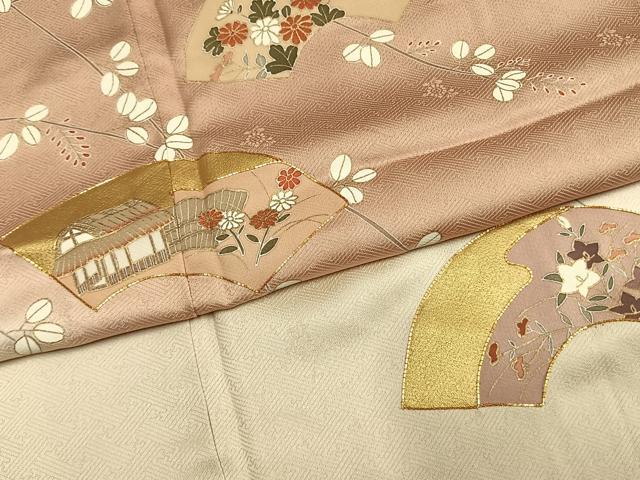 平和屋着物●訪問着　駒刺繍　地紙花文　暈し染め　金彩　正絹　逸品　AABI2048fy