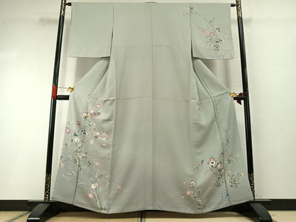平和屋着物●訪問着　友禅　枝花文　暈し染め　正絹　逸品　未使用　AABI2050fy