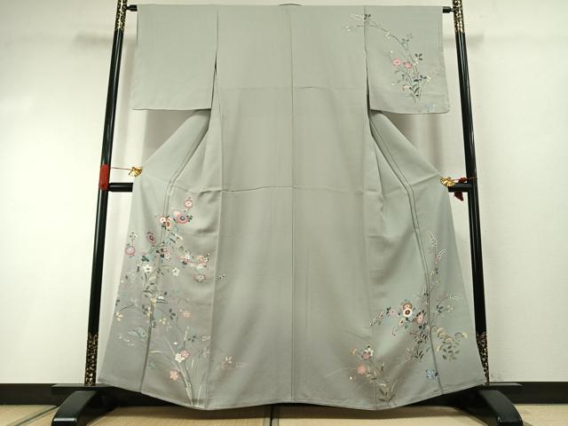 平和屋着物●訪問着　友禅　枝花文　暈し染め　正絹　逸品　未使用　AABI2050fy