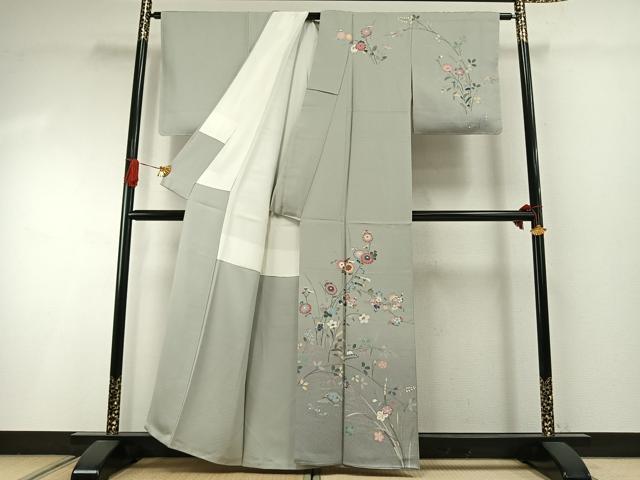 平和屋着物●訪問着　友禅　枝花文　暈し染め　正絹　逸品　未使用　AABI2050fy