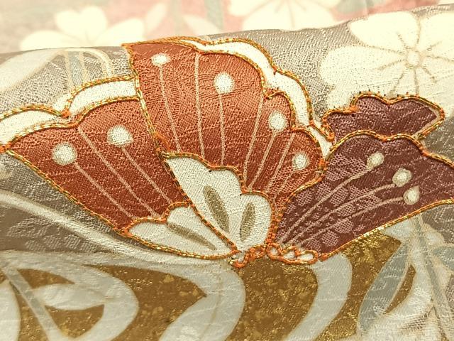 平和屋着物●訪問着　駒刺繍　舞蝶花鳥文　暈し染め　金彩　正絹　逸品　未使用　AABI2054fy