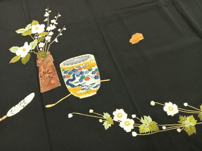 平和屋着物●豪華黒留袖　作家物　飾花文　正絹　逸品　未使用　AABI2056fy