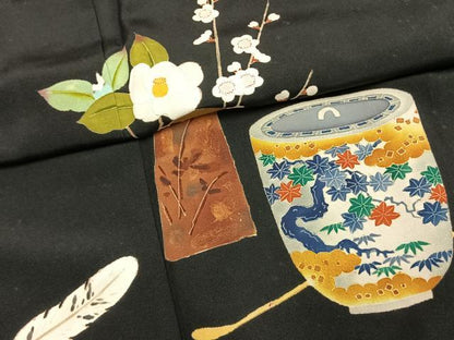 平和屋着物●豪華黒留袖　作家物　飾花文　正絹　逸品　未使用　AABI2056fy