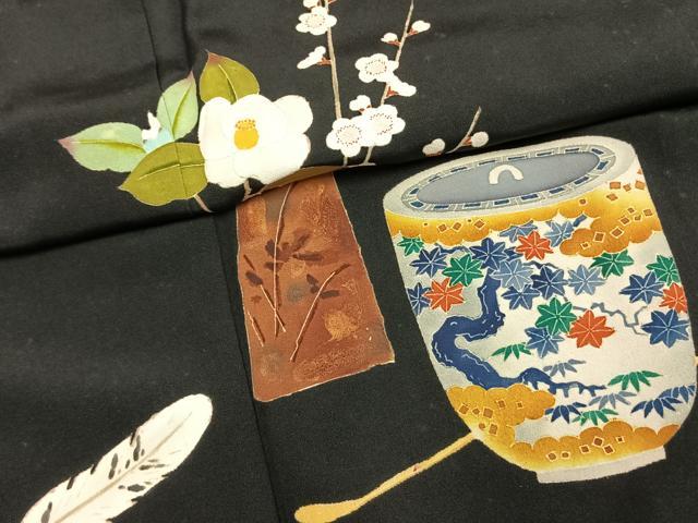 平和屋着物●豪華黒留袖　作家物　飾花文　正絹　逸品　未使用　AABI2056fy