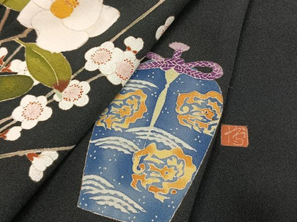 平和屋着物●豪華黒留袖　作家物　飾花文　正絹　逸品　未使用　AABI2056fy
