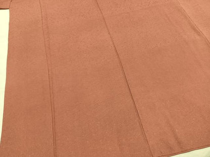 平和屋着物●上質な色無地　網目地紋　退紅色　正絹　逸品　未使用　AABI2057fy