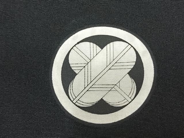 平和屋着物●男性 黒紋付 羽織セット 正絹 逸品 AABI2058fy