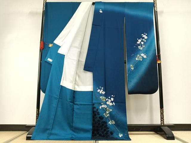 平和屋着物●豪華振袖　刺繍　草花文　暈し染め　金銀彩　銀糸　やまと誂製　正絹　逸品　AABI2061fy
