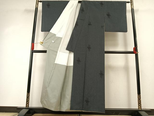 平和屋着物●お召　笹竹文　正絹　逸品　AABI2063fy