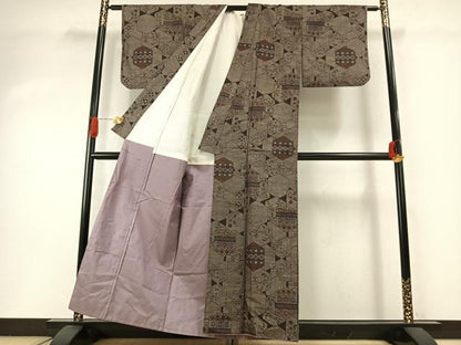 平和屋着物●本場大島紬　カタス9マルキ　亀甲文　正絹　逸品　AABI2064fy