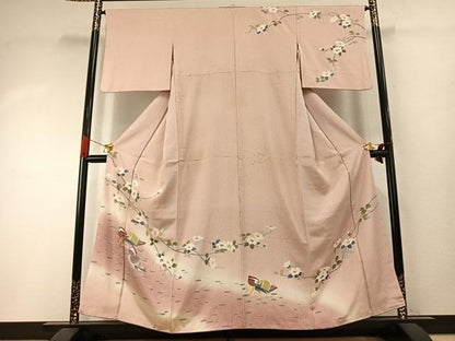 平和屋着物●訪問着　友禅　作家物　花鳥文　暈し染め　正絹　逸品　AABI2066fy
