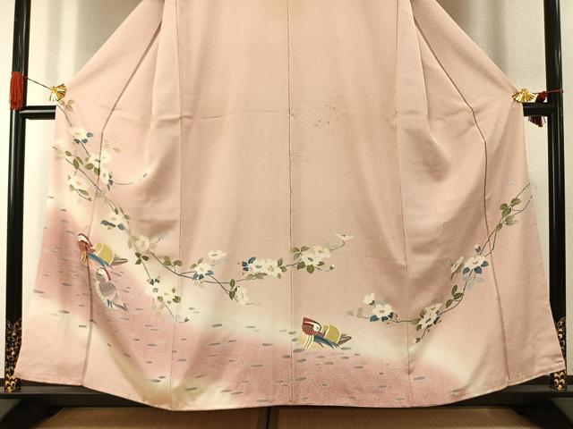 平和屋着物●訪問着　友禅　作家物　花鳥文　暈し染め　正絹　逸品　AABI2066fy