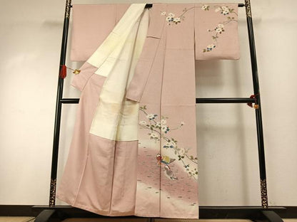 平和屋着物●訪問着　友禅　作家物　花鳥文　暈し染め　正絹　逸品　AABI2066fy