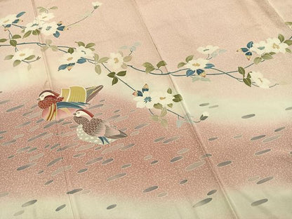 平和屋着物●訪問着　友禅　作家物　花鳥文　暈し染め　正絹　逸品　AABI2066fy