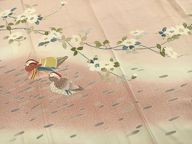 平和屋着物●訪問着　友禅　作家物　花鳥文　暈し染め　正絹　逸品　AABI2066fy