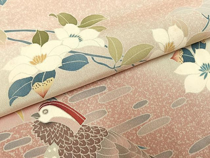平和屋着物●訪問着　友禅　作家物　花鳥文　暈し染め　正絹　逸品　AABI2066fy