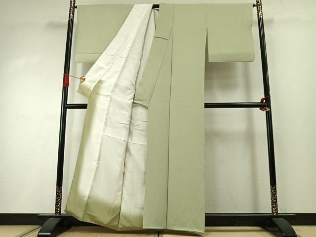 平和屋着物●上質な色無地　若菜色　正絹　逸品　AABI2068fy