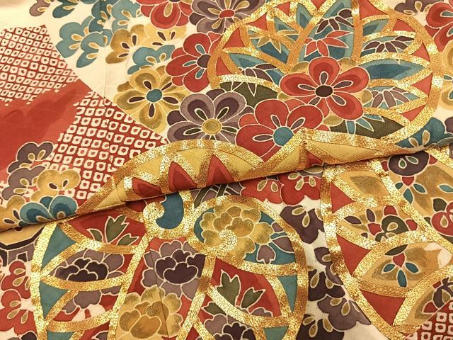 平和屋着物●豪華振袖　駒刺繍　草花文　金彩　正絹　逸品　AABI2071fy