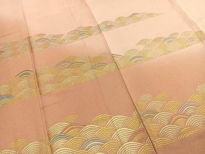 平和屋着物●ファッションデザイナー 花井幸子　訪問着　刺繍　青海波文　暈し染め　金銀彩　正絹　逸品　AABI2074fy