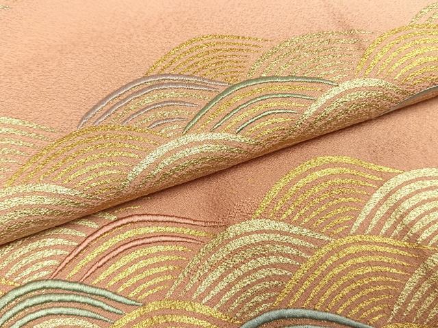 平和屋着物●ファッションデザイナー 花井幸子　訪問着　刺繍　青海波文　暈し染め　金銀彩　正絹　逸品　AABI2074fy