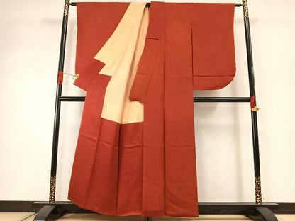 平和屋着物●小振袖　二尺袖　花尽くし地紋　赤丹色　正絹　逸品　AABI2075fy