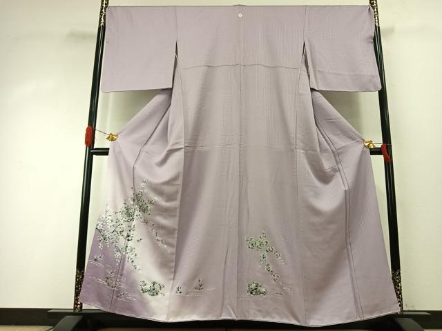 平和屋着物●訪問着　花鳥文　暈し染め　銀彩　正絹　逸品　AABI2076fy