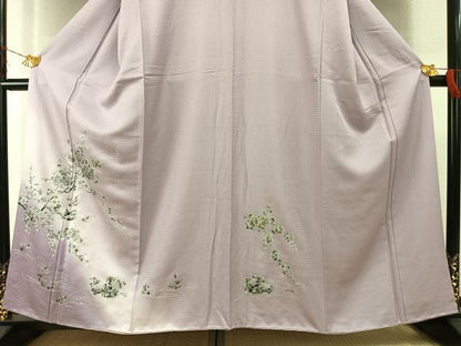 平和屋着物●訪問着　花鳥文　暈し染め　銀彩　正絹　逸品　AABI2076fy