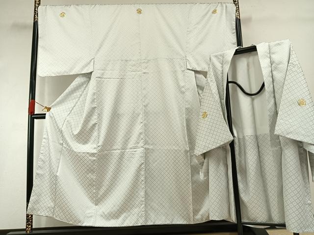 平和屋着物●男性 白紋付 羽織セット 菱文 キングサイズ 洗える着物 AABI2077fy