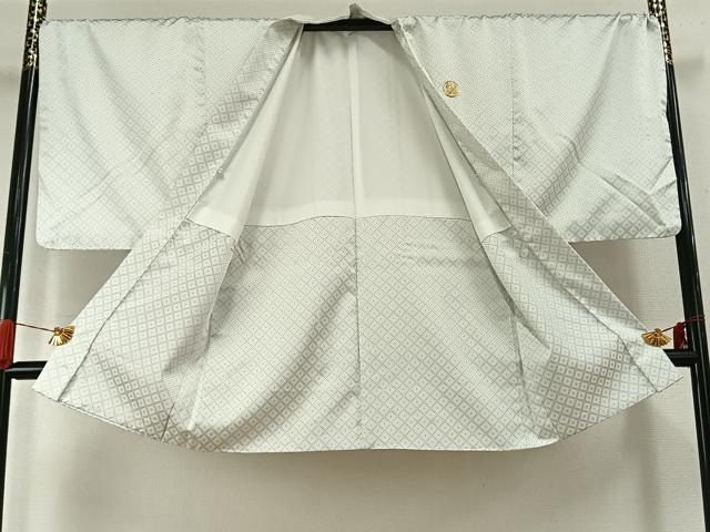 平和屋着物●男性 白紋付 羽織セット 菱文 キングサイズ 洗える着物 AABI2077fy
