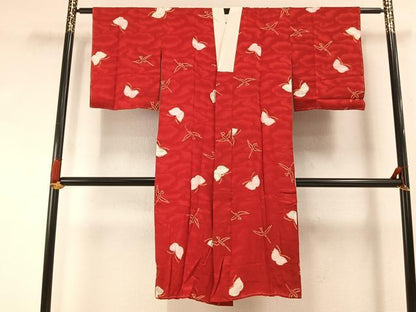 平和屋着物●長襦袢　袷　絞り　舞蝶文　正絹　逸品　未使用　AABI2078fy