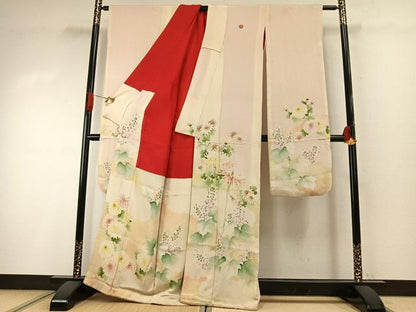 平和屋本店●アンティーク　大正ロマン　振袖　草花文　暈し染め　正絹　逸品　AABI2080fy