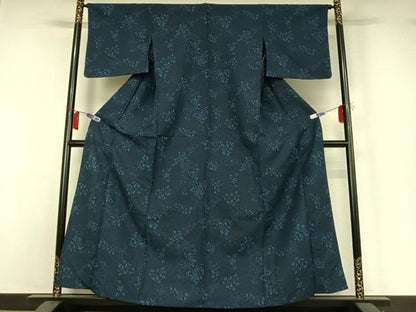 平和屋着物▽小紋　単衣　切嵌花文　洗える着物　AABI2081jh
