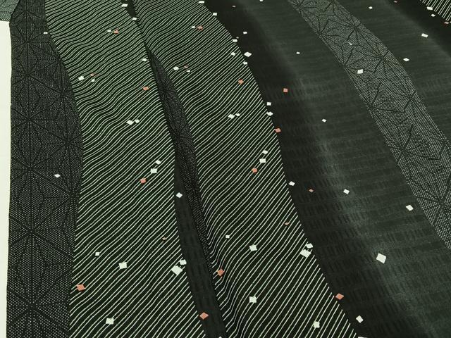 平和屋着物▽小紋　単衣　箔散らし文様　ロング丈　洗える着物　AABI2083jh