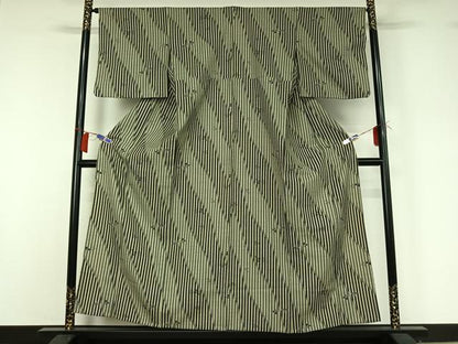 平和屋着物▽小紋　単衣　萩文　洗える着物　AABI2084jh