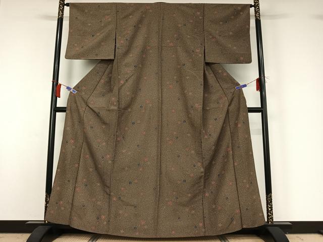 平和屋着物▽小紋　単衣　舞花文　洗える着物　AABI2085jh