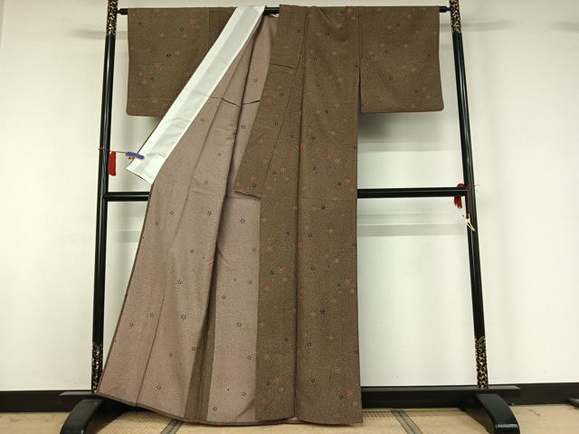 平和屋着物▽小紋　単衣　舞花文　洗える着物　AABI2085jh