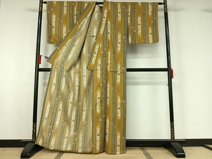 平和屋着物▽小紋　単衣　吹き寄せ花文　洗える着物　AABI2086jh