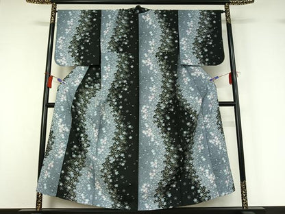 平和屋着物▽小紋　単衣　舞桜文　洗える着物　AABI2088jh