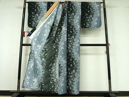 平和屋着物▽小紋　単衣　舞桜文　洗える着物　AABI2088jh