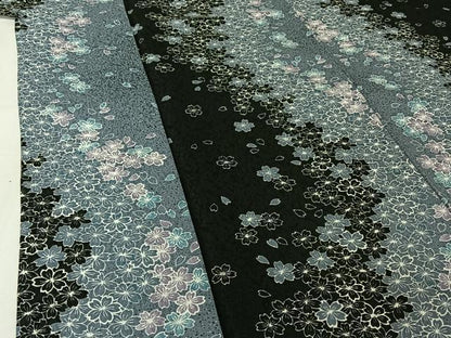 平和屋着物▽小紋　単衣　舞桜文　洗える着物　AABI2088jh