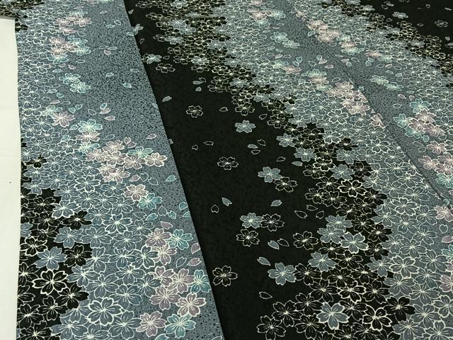 平和屋着物▽小紋　単衣　舞桜文　洗える着物　AABI2088jh