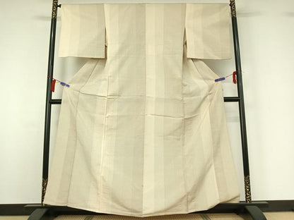 平和屋着物▽本塩沢　単衣　110亀甲　蚊絣　正絹　逸品　AABI2089jh