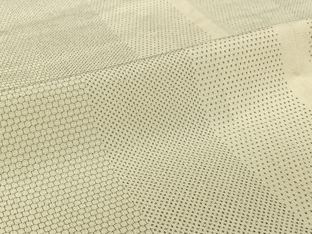 平和屋着物▽本塩沢　単衣　110亀甲　蚊絣　正絹　逸品　AABI2089jh